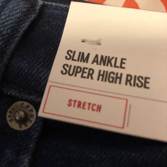 Express Highwaisted Dark Wash Slim Ankle Jeans - Picture 5 of 6
